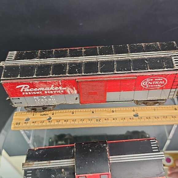 Marx O GaugeFreight Car And Caboose Pair Tin Train Vintage Railroad Made In USA - Picture 5 of 16